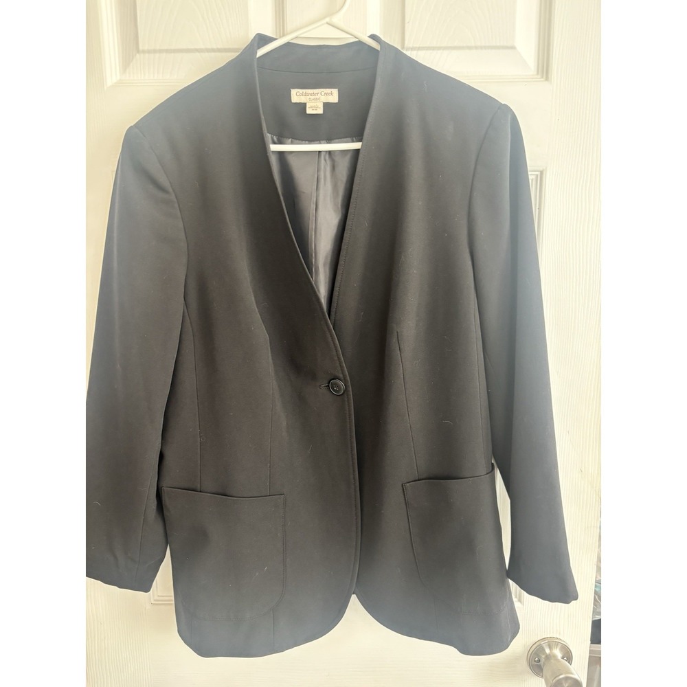 Coldwater Creek Classic Womens 18W Black Blazer Jacket Pointe Knit Stretch